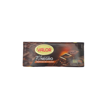 Valor Chocolate Negro 70% Con Pepitas de Cacao 170grs