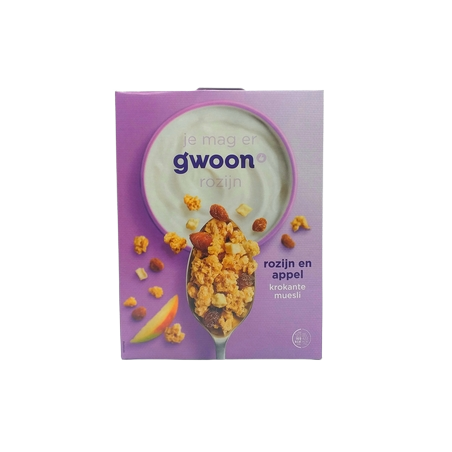Gwoon Muesli Rozijn Appel Krokante 700grs